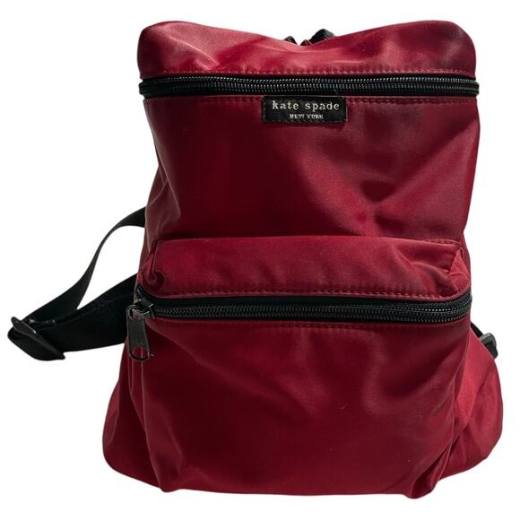 Kate Spade Mini Backpack Nylon Red Black Straps Retro 90s Y2K Zippered Pouches - Picture 6 of 12